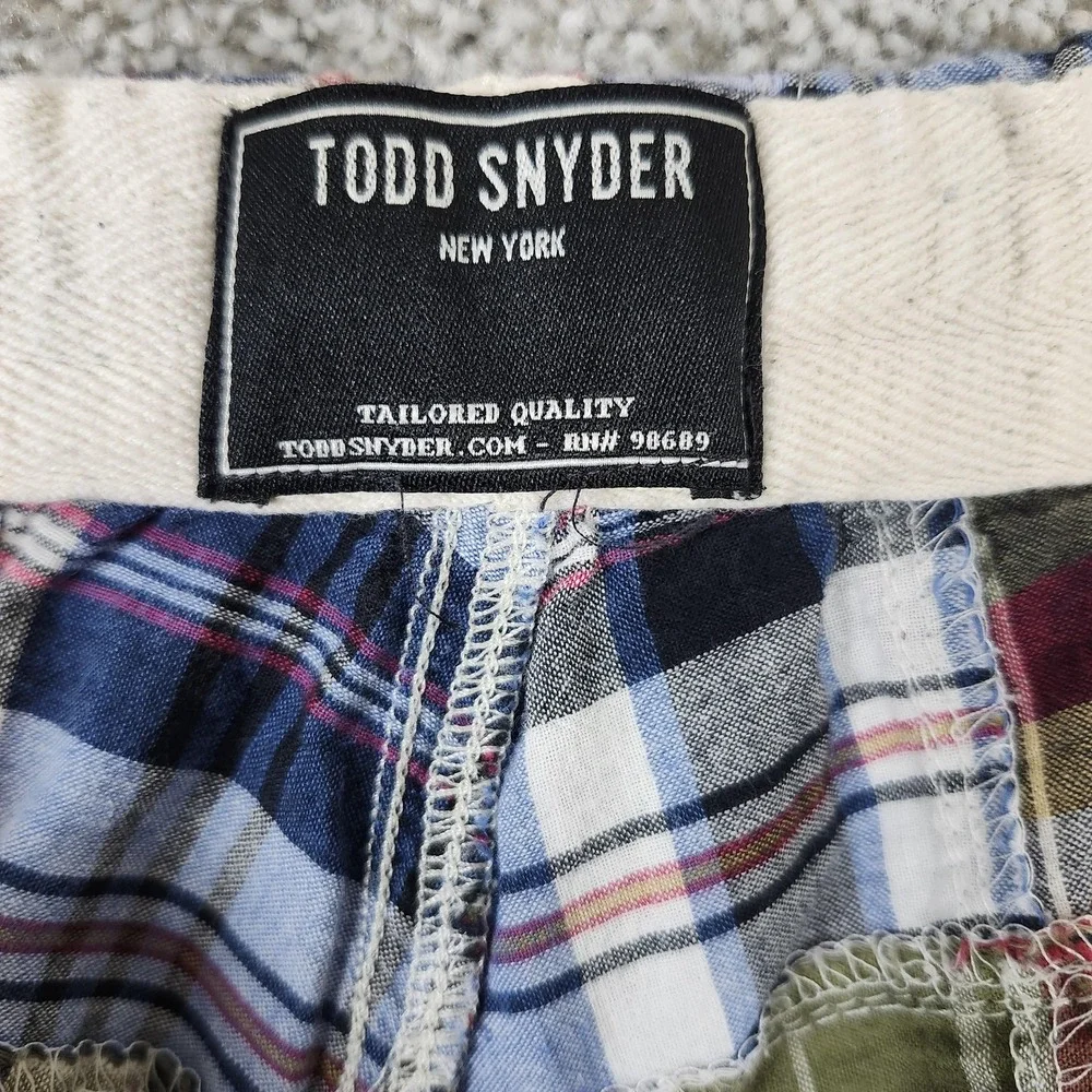 Todd Snyder Shorts Mens 36 Multicolor Madras Plaid 7 Inseam Elastic Waist Casual